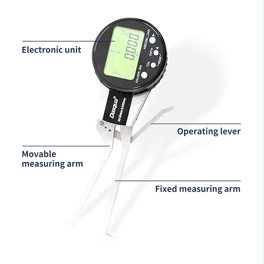 Dasqua Digital Internal Caliper Gage with 0.200"-1" /1.200"-2"/0.400"-1.2" Measuring Range (1.200"-2.0"/30-50mm)