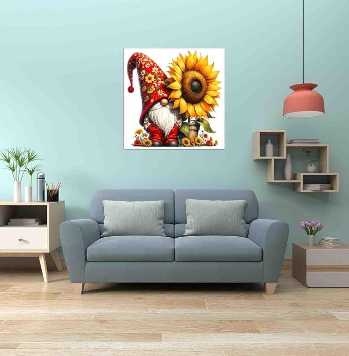 DYAIANGMU Stamping Cross Stitch Kit, Gnome Sunflower Cross Stitch Kit - Image 3