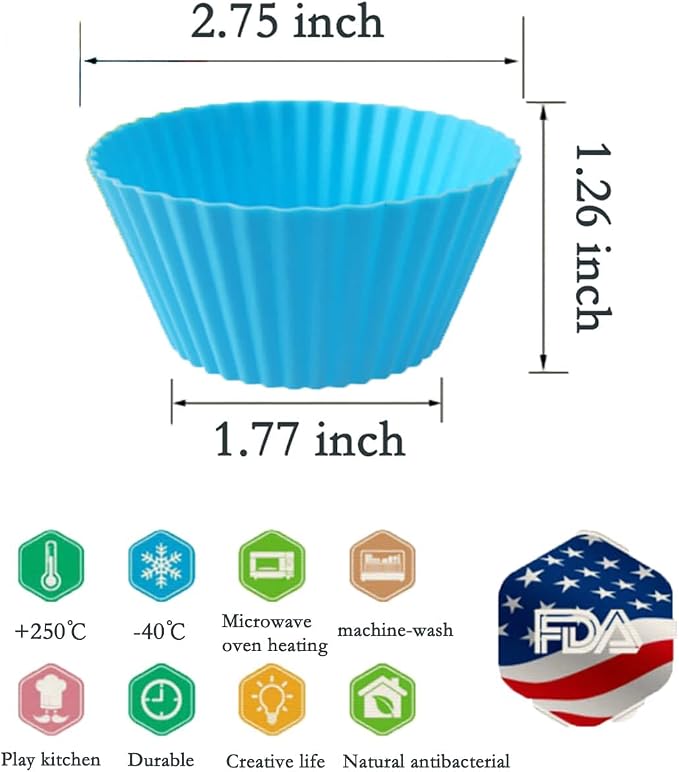 Reusable Silicone Cupcake Baking Cups 24 Pack, 2.75 inch Cups, & Non-stick - Image 2