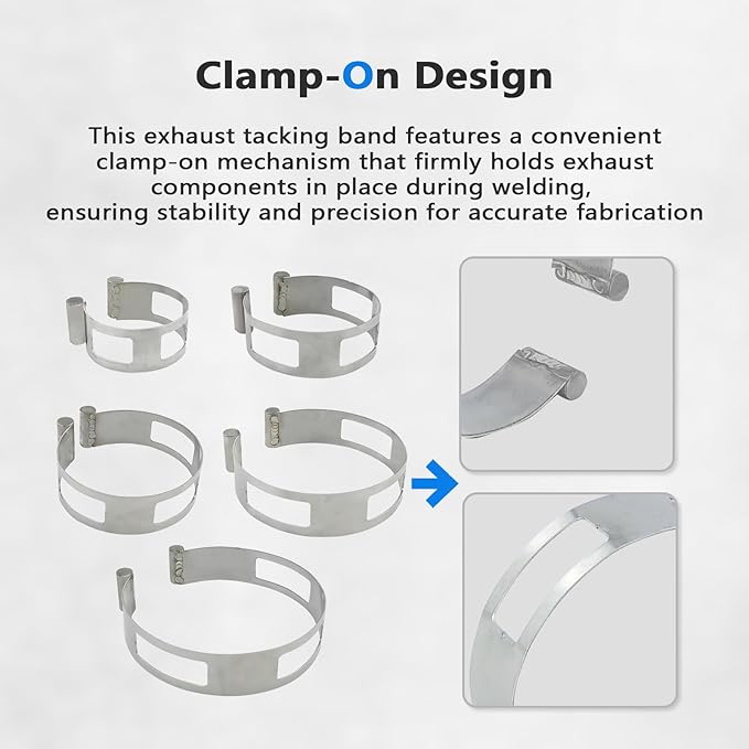 5PCS Stainless Steel Welding Tacking Band Clamp,Clamp-On Exhaust Pipe Tacking Band for Welding Fabrication (Including 2 Inch 2.5 Inch 3 Inch 3.5 Inch 4 Inch)