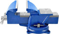 6" Heavy Duty Bench Vise, Pipe Vise Bench Vices with Anvil Swivel Table Top Clamp Locking Base, Double Swivel Rotating Vise Head& Body Rotates 360°-Blue