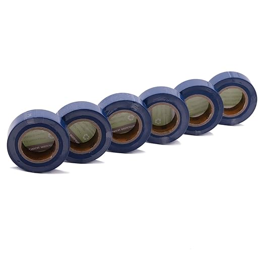 Electrical Tape Blue 6 Pack 3/4-Inch by 30 Feet, Voltage Level 600V Dustproof, Adhesive for General Home Vehicle Auto Car Power Circuit Wiring Blue