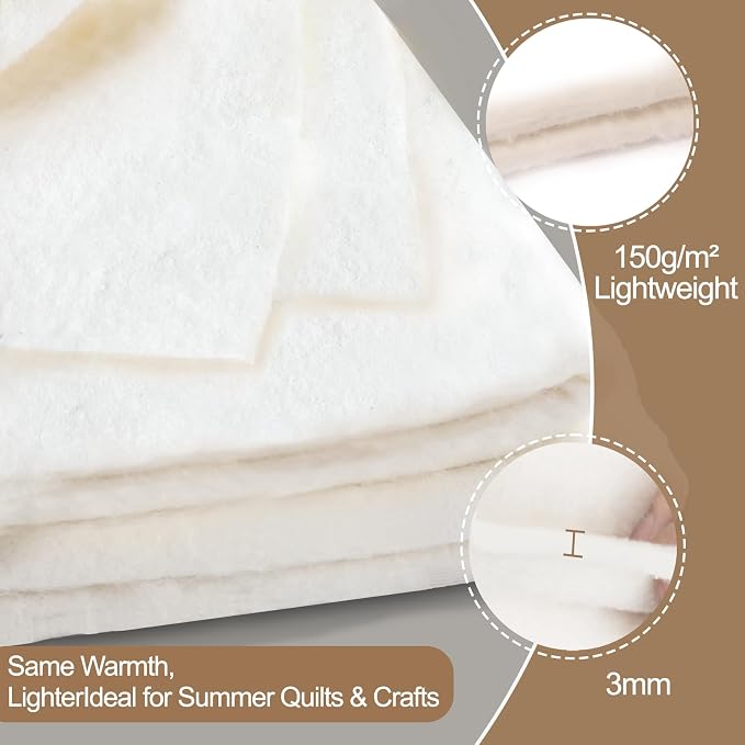 Natural Cotton Batting for Quilting - 150g/m² Lightweight - Image 3