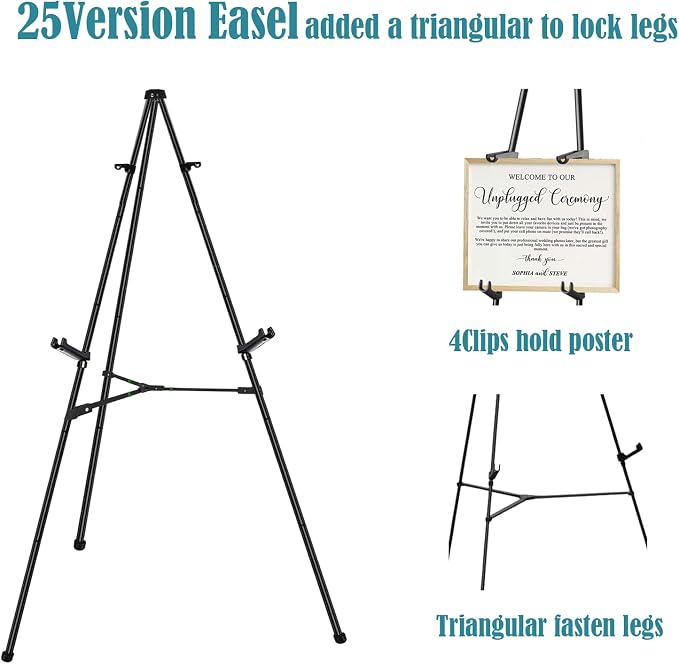 JIUYE 63" Instant Easels Stand for Wedding Sign & Posters, Adjustable Metal - Image 4