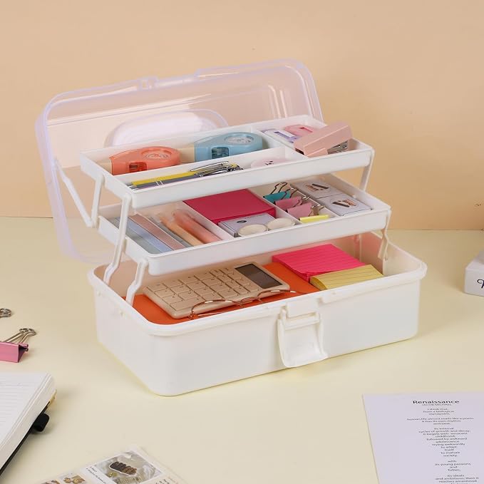 Plastic Tool Box with Handle 3-Layer Craft Organizers Tackle Box Multipurpose - Image 5