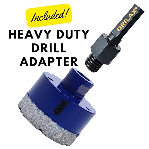 Drilax Pro Series 2-1/2 Inch Diamond Hole Saw | for Angle Grinders (5/8"-11 Thread) & Regular Drills (Adapter Incl.) | 1-3/8" Depth | Fast Dry Drilling for Large Pipes, Vents, Conduit | Long Life