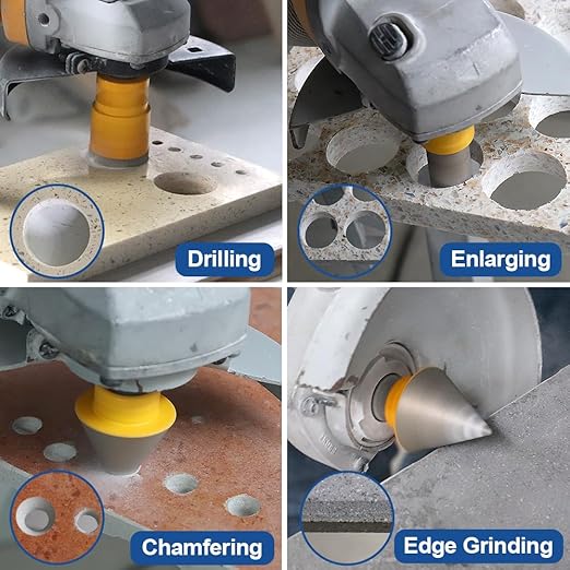 HIGHDRIL Diamond Drill Bits Kit with 5/8-11 for Porcelain Porcelain Tile Ceramic Marble Brick Concrete Vacuum Brazed Hole Saw (25/35/45/65/75mm+20mm Finger Bits+50mm Beveling Chamfer Bit)