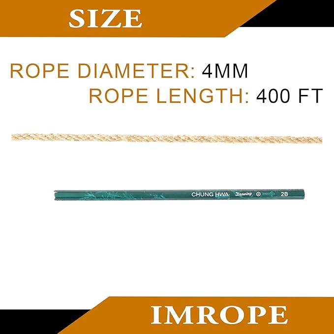 4mm x 400 Feet Natural Jute Rope, Twine for Gardening Tomato Climbing Plant Tie Floristry Crafts Gift Wrapping Packing Decor