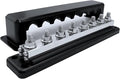 600 A High Current Copper Bus Bar 300V AC / 48V DC 8 Way 3/8 inch (M10) Studs 8#8-32 Screws Electrical Terminal Ground Distribution Block Battery Buss Bars with Cover (Black)