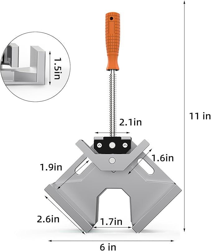 Corner Clamp, 4pcs 90 Degree Right Angle Clamp with Adjustable Aluminum Alloy Swing Jaw, Single Handle Clamps for Woodworking Tools Photo Framing, Present for Men Dad 11.1 Inch