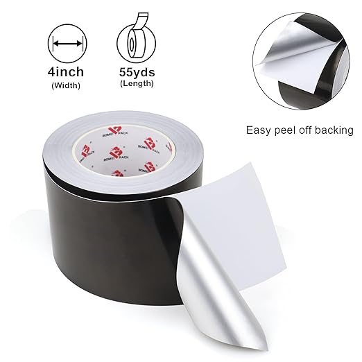 BOMEI PACK Black Aluminum Tape - HVAC Sealing & Patching Hot & Cold Air Duct Tape - 4 Inch