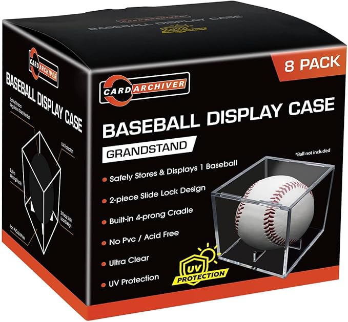 8 Pack Baseball Display Cases by CARDARCHIVER