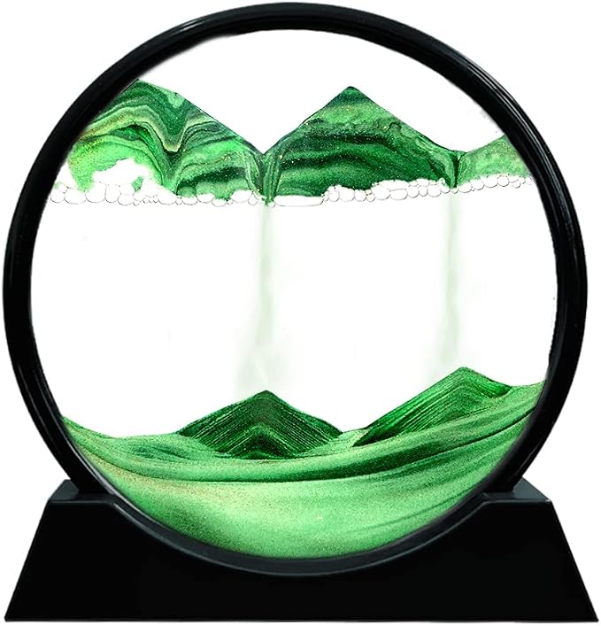 Muyan Moving Sand Art Picture Sandscapes in Motion Round Glass 3D Deep Sea Sand by Muyan