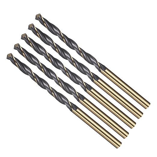 Drill Bit, 4.2mm Cutting Diameter, 4341 HSS Gold and Black 118° Cutting Angle Number Jobber Bits - (Applications: for Drilling Soft Metal Plastic Wood), 5-Pieces