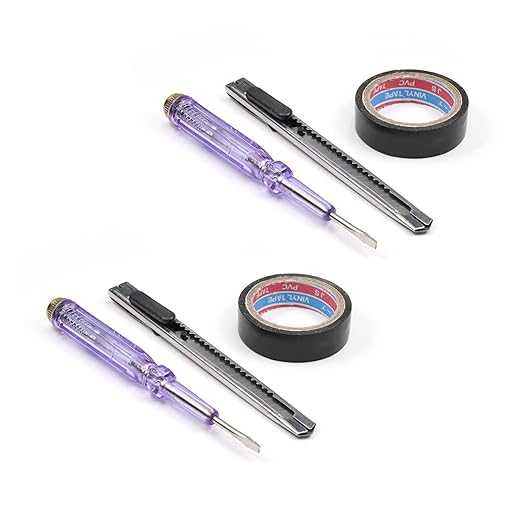 Fielect 5 Suit Circuit Tester Pen Assortment, Voltage Tester Detector Pen with Small Utility Knife, 5m Electrical Tape, 100-500V