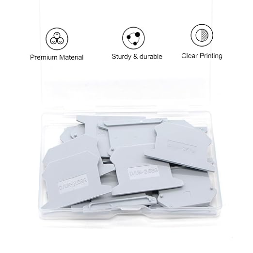 20Pcs D/UK-2.5BG End Cover for DIN Rail Mounted Terminal Block, PA6 Rail Mounted Terminal Block End Cover