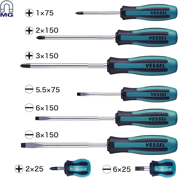VESSEL MEGADORA Screwdriver Set 8pcs. 9008EVA (EVA foam set)