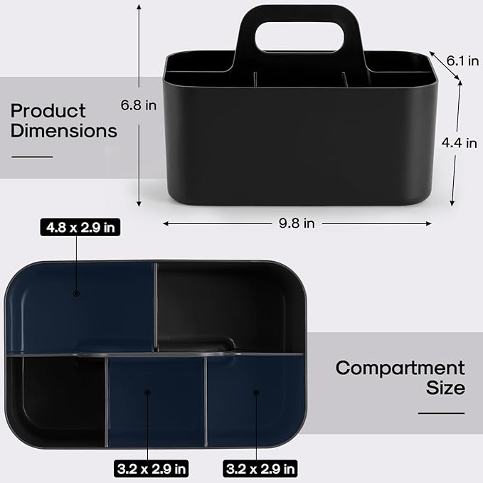 Multiuse Caddy Organizer with Handle, Portable Divided Plastic Tote Bin - Image 5