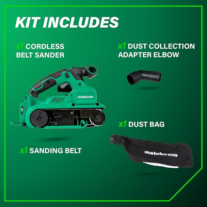 Metabo HPT 36V MultiVolt Cordless Brushless 3" x 21" Belt Sander, Power Sander Kit, Variable Speed, Auto Mode, Compatible with 18V/36V Metabo HPT Battery or AC Adapter, Tool Body Only, SB3608DAQ4