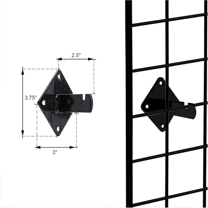 KINGDOM SOLUTIONS 12-Pack Black Gridwall Panel Mount Brackets – Heavy-Duty Wall Brackets for Gridwall, Slatgrid, or Trellis Panel Mounting – Durable Display Hardware for Store or Garage