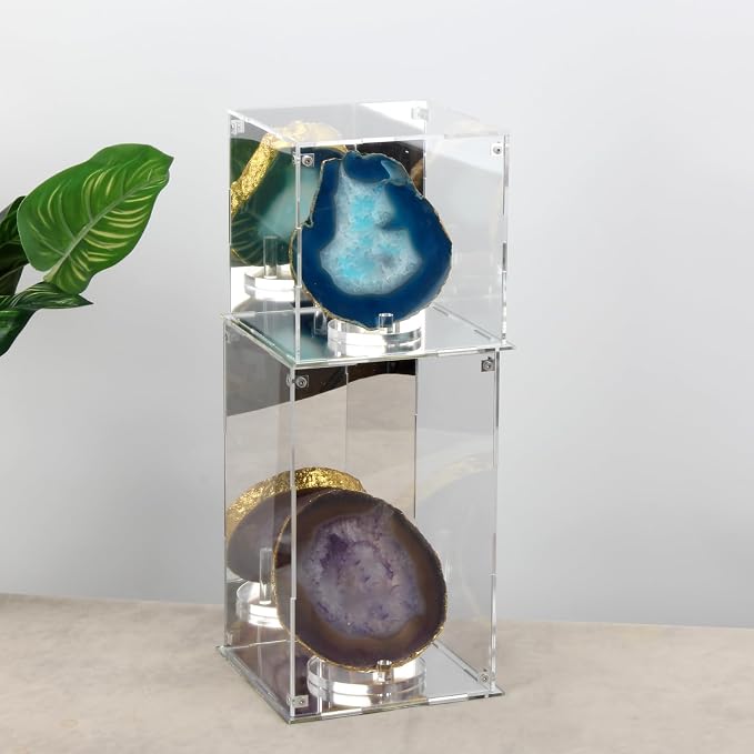 Clear Acrylic Box with Mirrored Back and Base, Removable Display Case with Lid - Image 5
