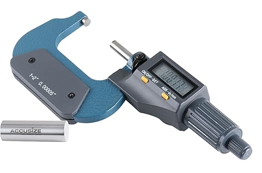 Accusize Industrial Tools 1-2''/25-50mm x 0.00005''/0.001mm 2 Key Electronic Digital Outside Micrometer, mm/inch, Metric/Imperial, Md71-0002