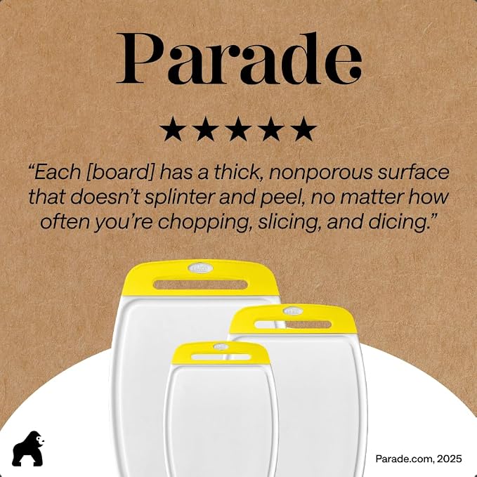 GORILLA GRIP BPA-Free Reversible Kitchen Cutting Board Set of 3, US Designed - Image 9