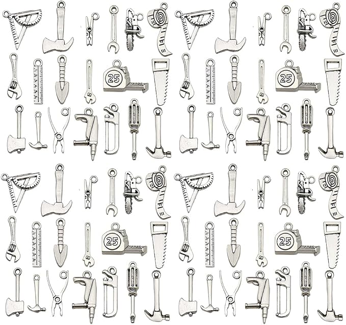 WOCRAFT 120pcs Antique Silver Tool Charms by WOCRAFT