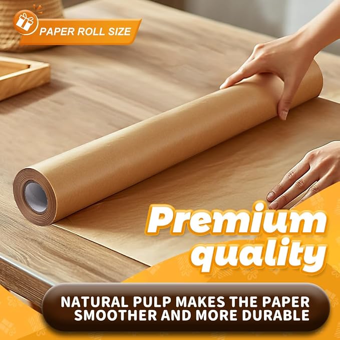 PerkHomy Brown Kraft Paper Roll 17.5" x 600" - Image 3