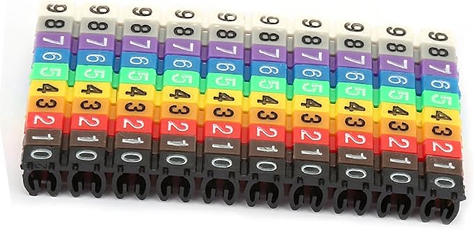 Clip-on String Wire Marking Boxed Plastic Digital Number Wire Label Tube Set Colorful Cable Marker (100PCS KCM-2.5MM)