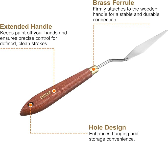 HARFINGTON Palette Knife Painting Tool 2.76" x 0.59" Stainless Steel Teardrop - Image 5