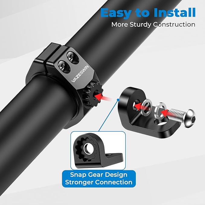 2PCS Solid UTV Whip Light Mount, Aluminium Alloy Thickened UTV Flag Mount, Heavy Duty Light Bar Mounting Bracket 360° Rotation Adjustable Roll Bar Clamp for 1.5"/1.75"/1.85"/2"/2.1" Roll Cage