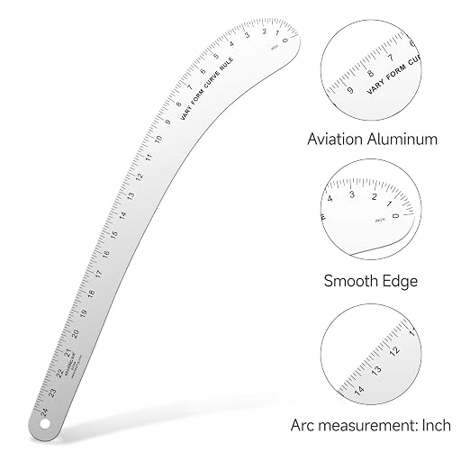 KEARING 24" Aviation Aluminum Hip Curve Ruler Dual Sided Scales Sewing Tool | - Image 4