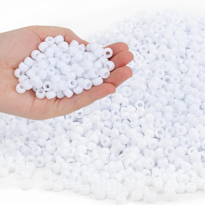 IOOLEEM 4000pcs White Pony Beads, Beads by IOOLEEM