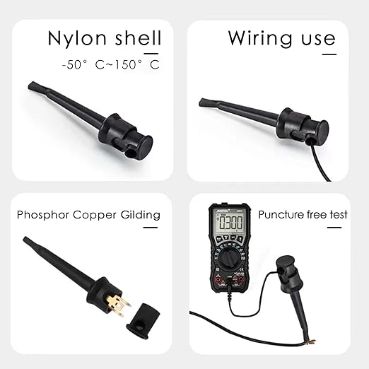 Test Hook Clip, Multimeter Test Lead Kit Hook Clip Probe Mini Grabber for Circuit Testing PCB IC