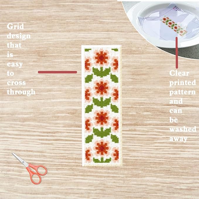 FREEBLOSS 6 Set Bohemian Cross Stitch Bookmark Kit, Geometric Pattern DIY - Image 3