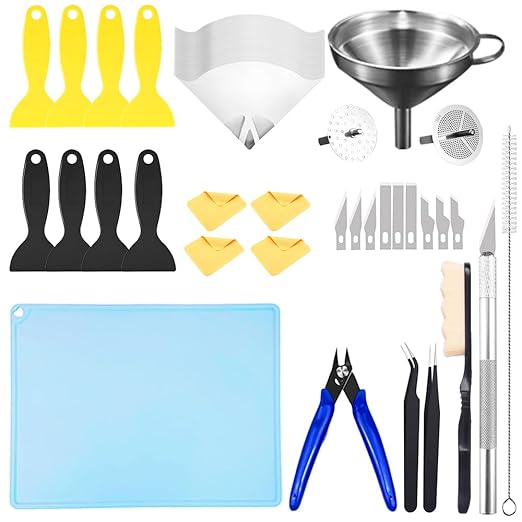 Anyman Resin 3D Printer Accessories Tool Kit Includes Stainless Steel Filter, Silicone pad, and Plastic Removal Tool for Cleaning, Basic Tools for Resin Transfer in 3D Printing