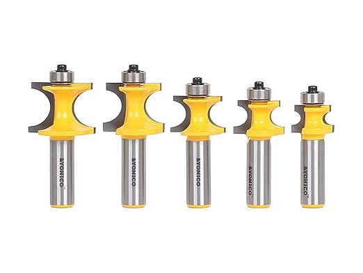 YONICO Bullnose Beading Router Bits Set 5 Bit 1/2-Inch Shank 13516