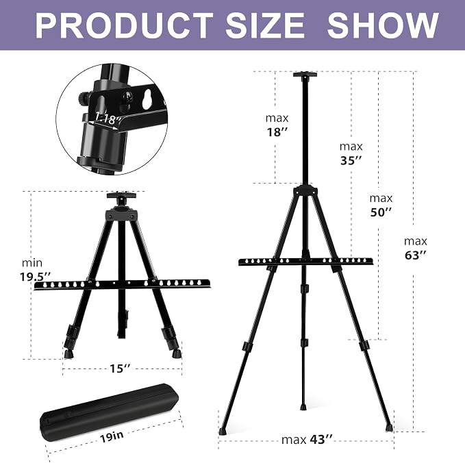 AROIC 6 Pack Painting Display Easel Stand Portable Adjustable Metal Tripod - Image 3