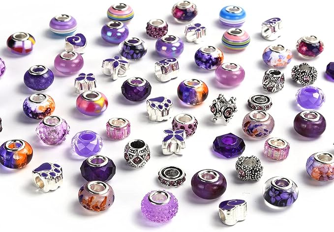 Aipridy European Large Hole Beads, Colorful Glass Charm Beads Set - Image 2
