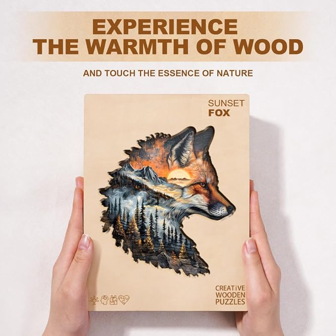 Sunset Fox Puzzles Adults Gifts Wooden 200 Pieces 13.4 * 13.4in - Image 7