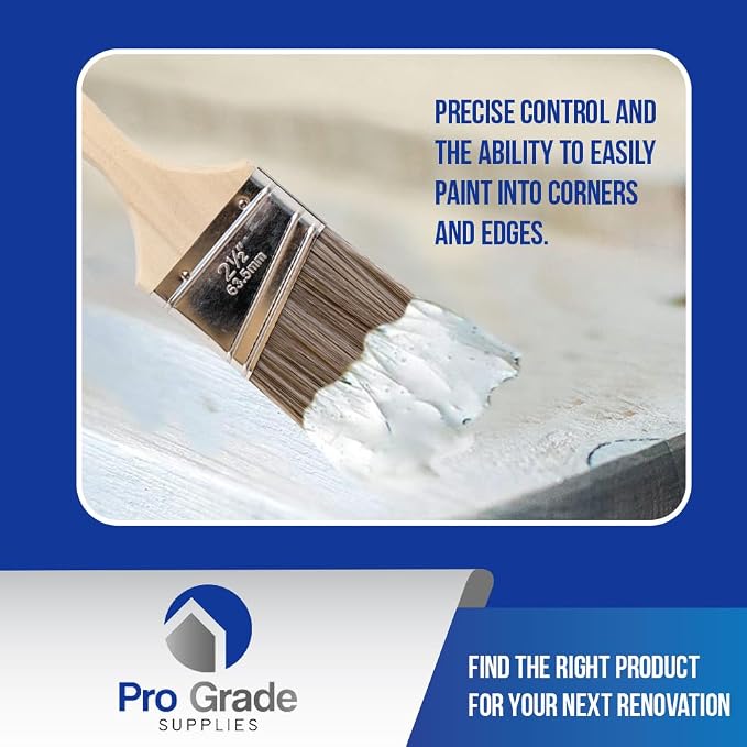 Pro Grade - Paint Brushes - 12Ea 2.5" Angle Brushes - Image 5