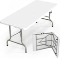 Bonnlo Folding Table 6ft, Portable Collapsible Plastic White Long Tables by Bonnlo