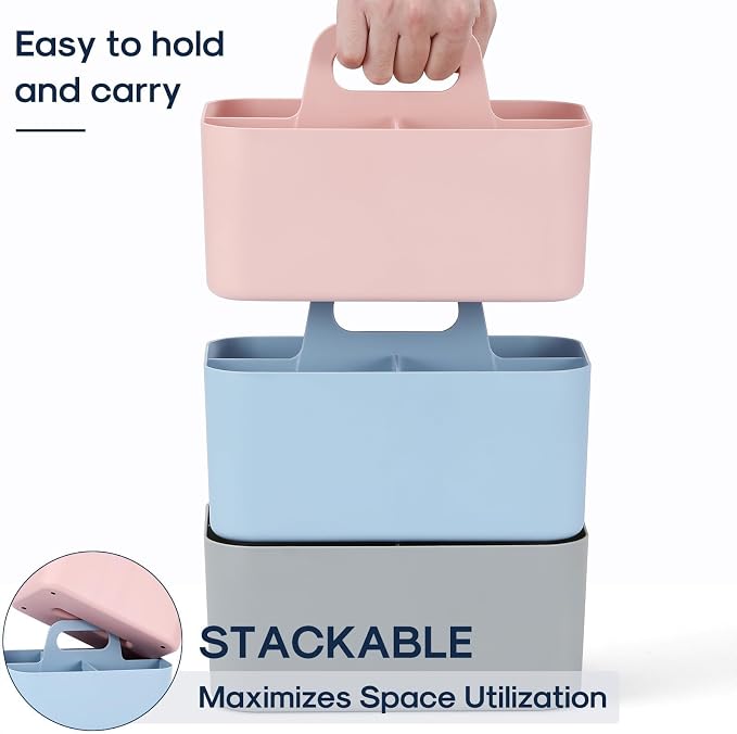 Multiuse Caddy Organizer with Handle, Portable Divided Plastic Tote Bin - Image 7