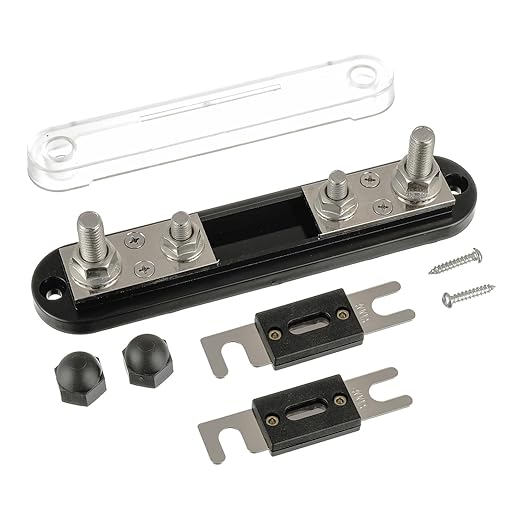 BOJACK ANL Fuse Holder with 400 Amp ANL Fuse, ANL Fuse Block with 2 Pieces 400A ANL Fuse, M10 Stud Terminals Maximum Current 750A, for Trucks, Cars, Ships, etc.