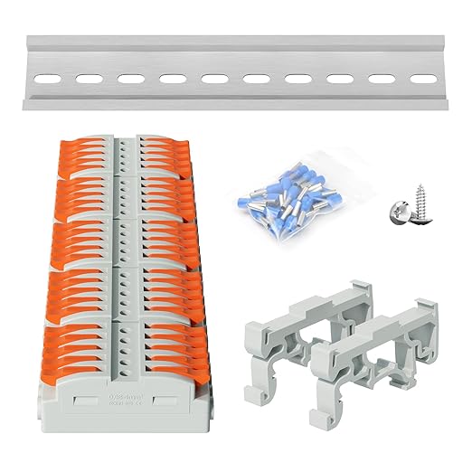 5Pcs DIN Terminal Blocks, 5 Conductor Compact Wire Conductor Splicing Connectors, KV223 Lever Wire Connectors for AWG 28-12, 600V 32A