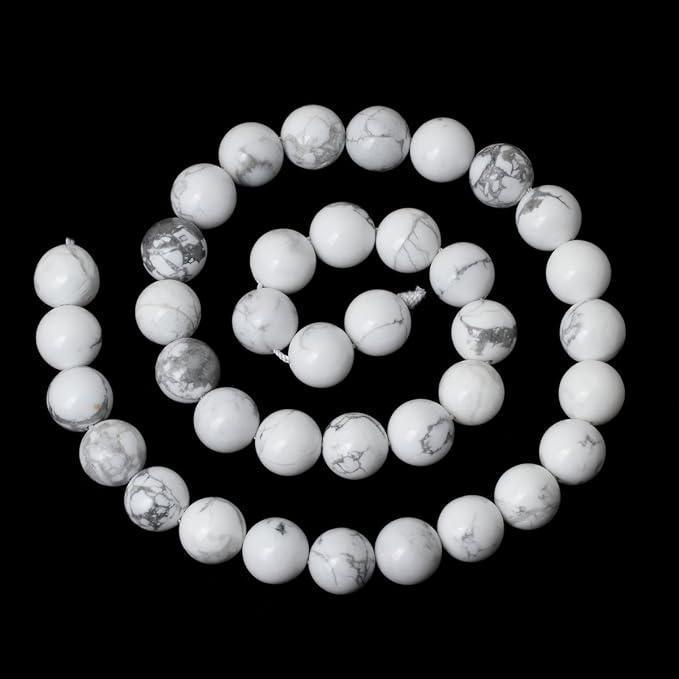 10mm 35PCS Natural White Howlite Gemstone Round Loose Stone Beads - Image 2