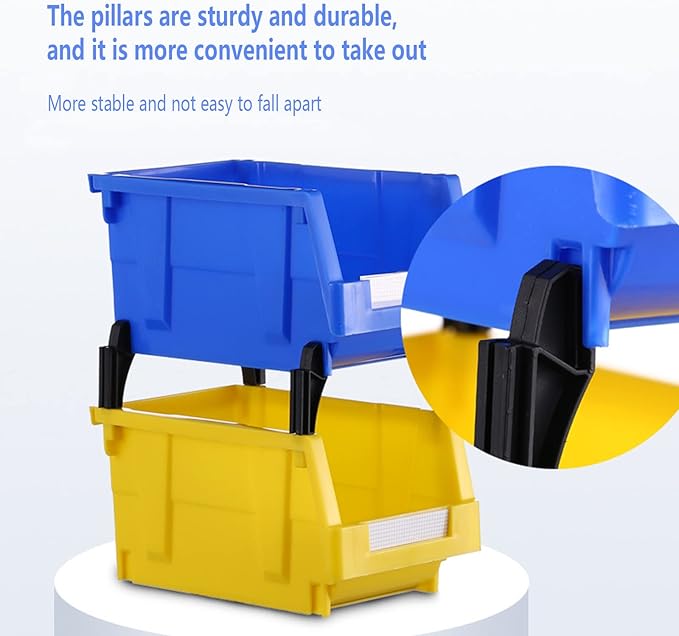 Tool bins Garage Storage Bins Small Parts Container Stacking storage bin Wall mounted storage bins(Blue,pack of 12)