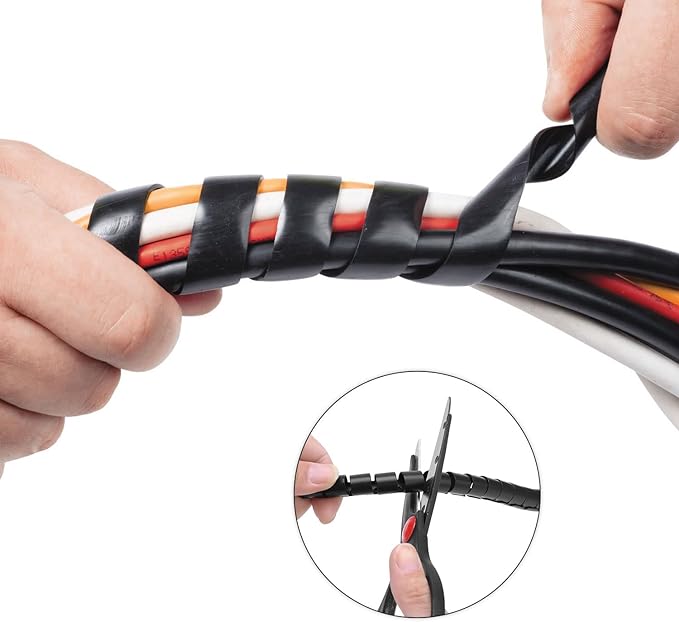 Spiral Cable Wrap - 45 Ft 5/16" Spiral Wire Wrap Cord Covers Bundle Sleeve Hose - Image 3