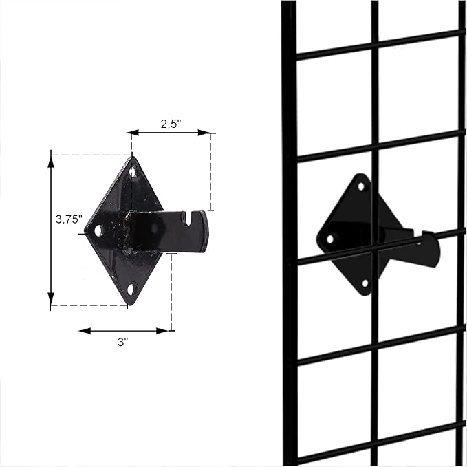 KINGDOM SOLUTIONS 24-Pack Black Gridwall Panel Mount Brackets – Heavy-Duty Wall Brackets for Gridwall, Slatgrid, or Trellis Panel Mounting – Durable Display Hardware for Store or Garage